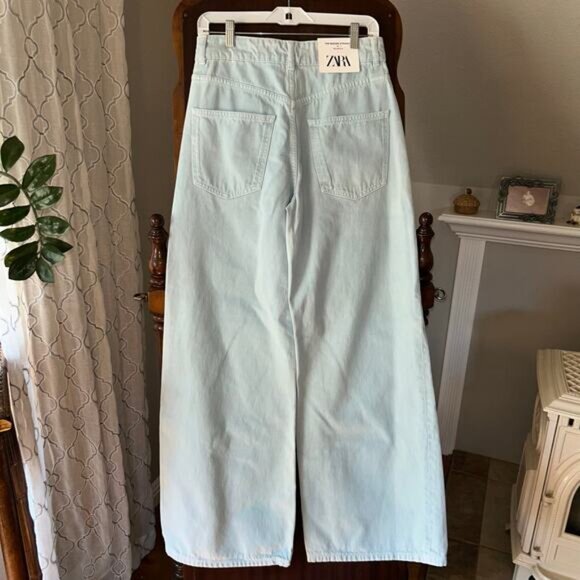 NWT Zara marine Strait mellow blue size 6 jeans wide leg - Picture 6 of 12